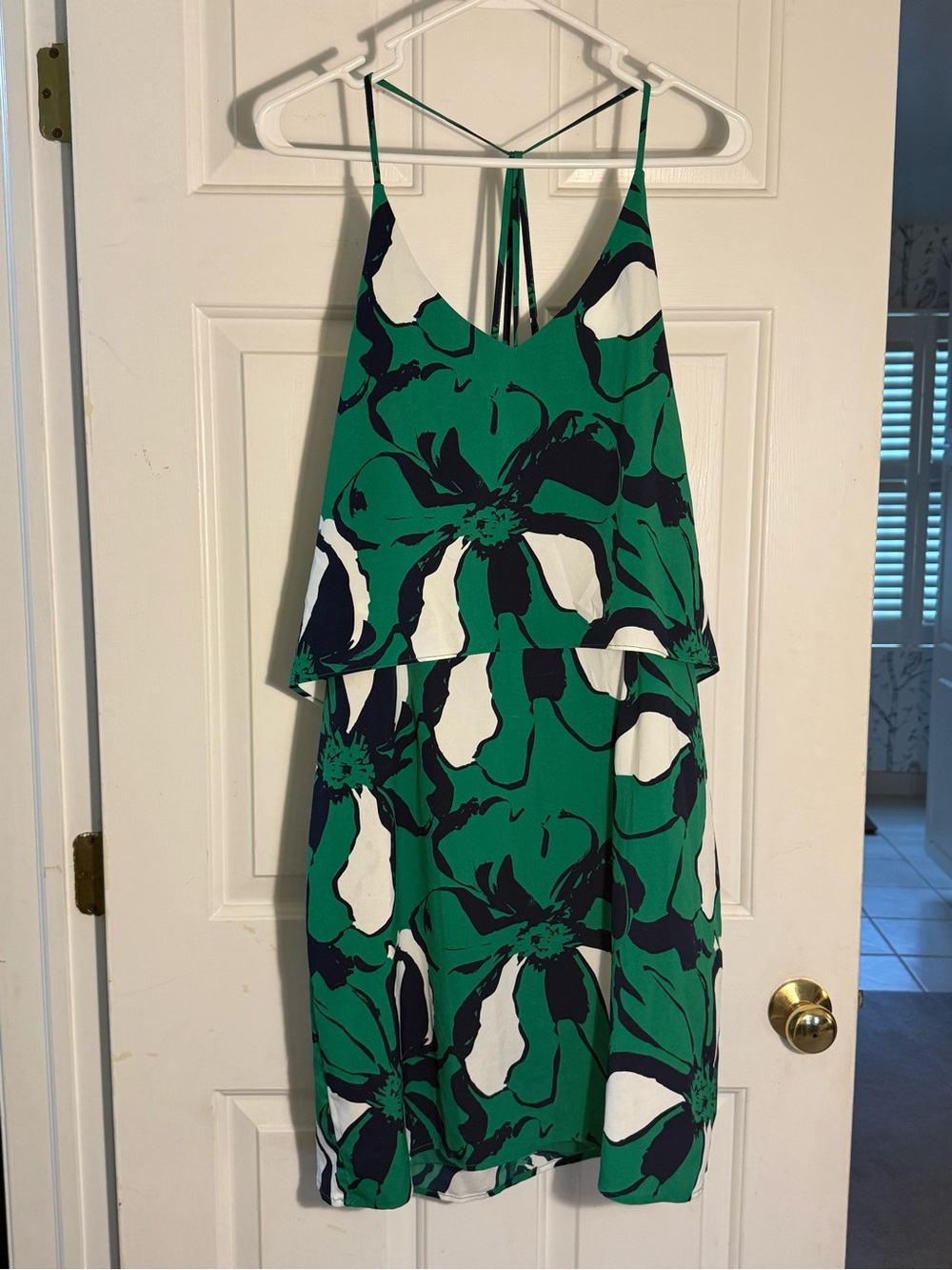Banana Republic Green Floral Spaghetti-Strap Mini Dress